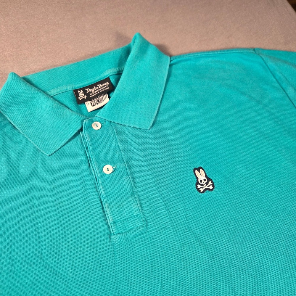 Psycho Bunny Mens Pima Cotton Pique Polo Shirt Turquoise Teal Size 9 3XL